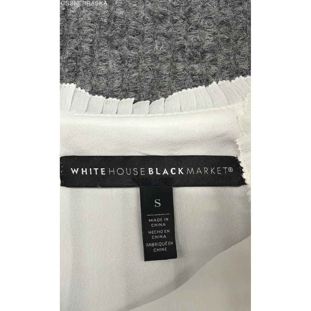 White House Black Market Women's White Pleated Ruffle Flutter Sleeve Blouse Sz S - Picture 3 of 8